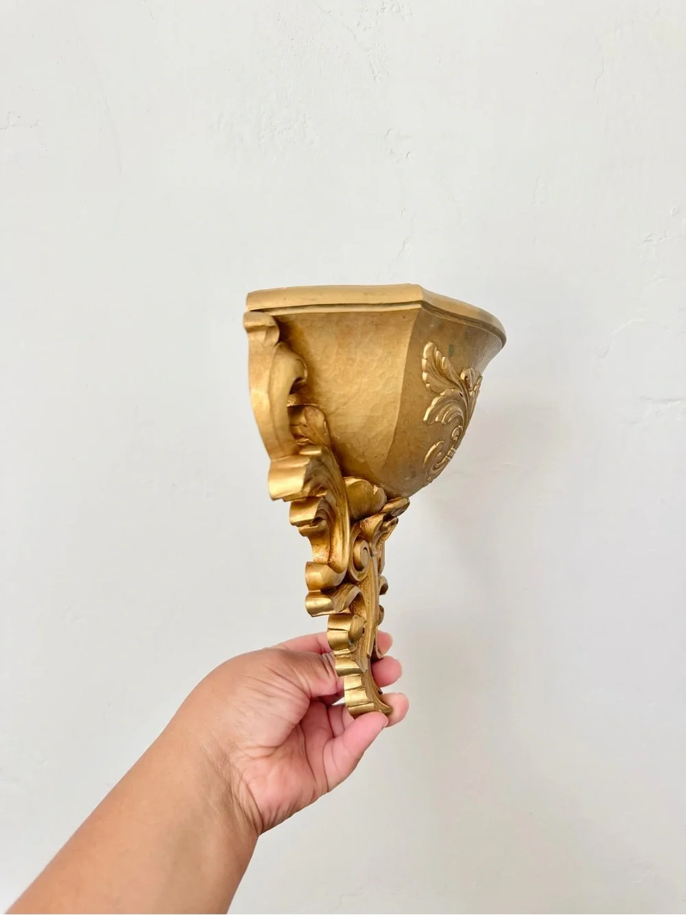 Vintage HOMCO Gold Wall Hanging Planter